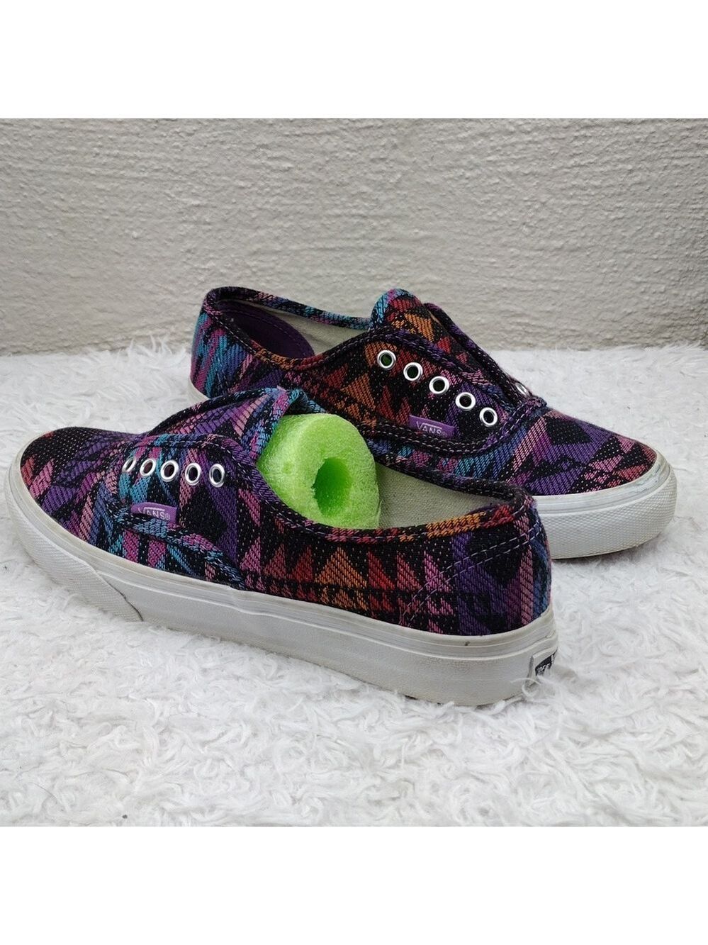 Vans Off The Wall Purple Geometric Fabric Upper Lace Less Low Top Sneaker Shoe - Picture 16 of 16